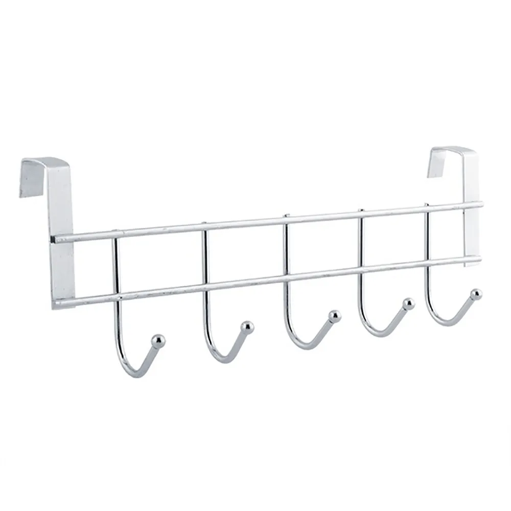 

Kitchen supplies Stainless Steel 5 Hooks Clothes Door Bathroom Hanger hanging Loop Organizer housekeeper on wall Hook
