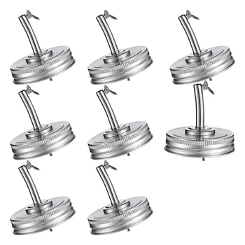 

8 Pieces Jar Oil Spout Lid Oil Pour Spout Dispenser Lids Oil Spout Lids with Caps Compatible with Mason Jar