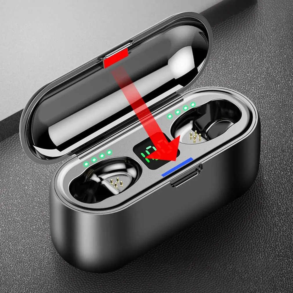 TWS Bluetooth V5.0 Wireless Touch Earphone LED Display Stereo Sport Earbuds 2000mAh Power d35
