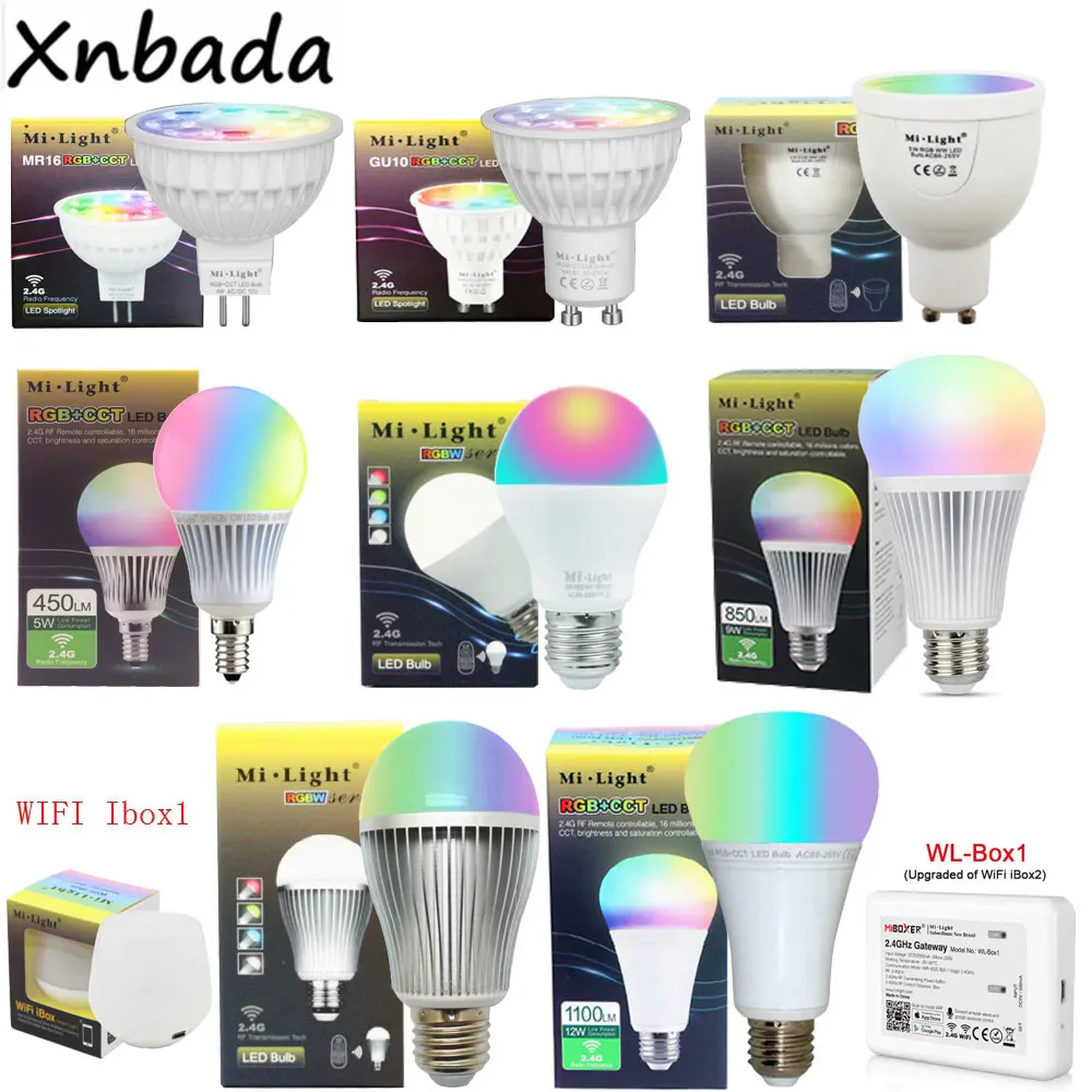 Светодиодная лампа Milight 2,4G MR16 GU10 E14 E27, светодиодная лампа 4 Вт 5 Вт 6 Вт 9 Вт 12 Вт RGBW RGBWW RGB+ CCT
