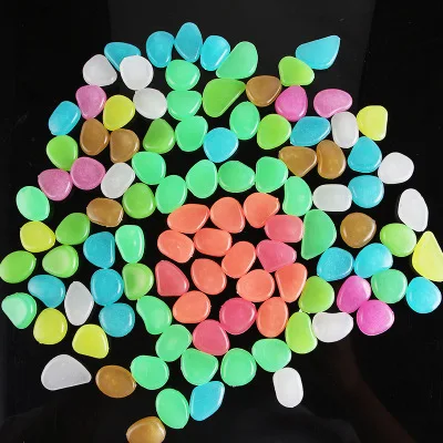 50/100pcs Glow In The Dark Luminous Stone Garden Fish Tank Artificial Stone Luminous Colored Pebble Stone Fluorescent Stone