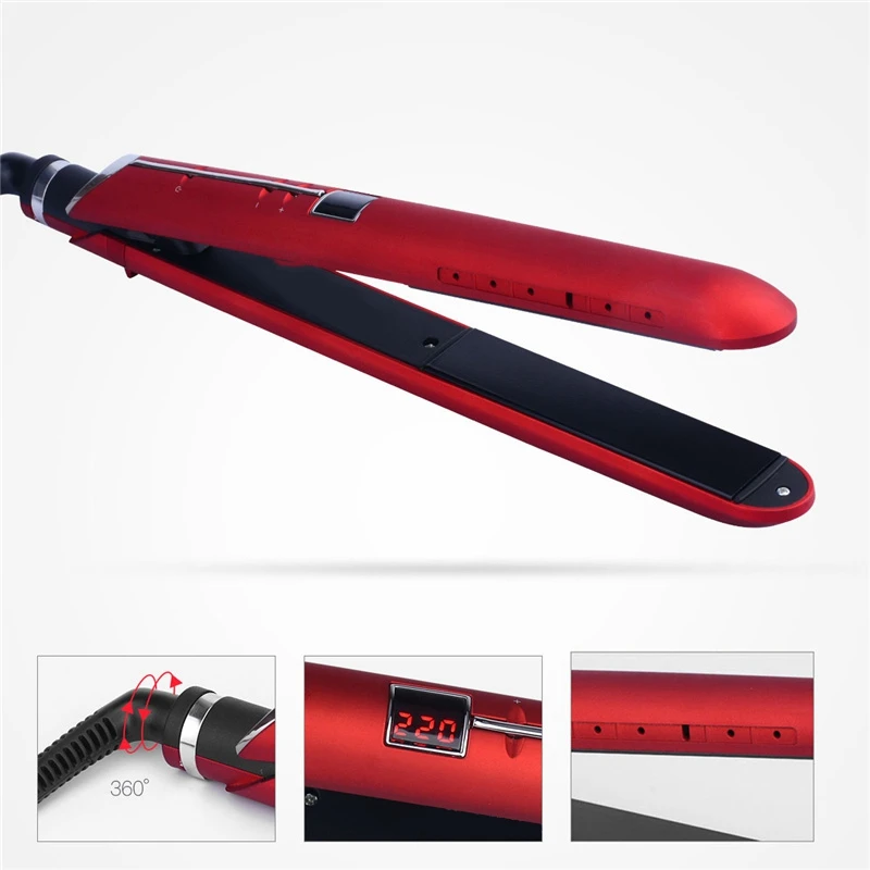 Eu Plug 2 in 1 Professional Electric Tourmaline Ceramic Hair Straightener Flat Iron Hair Curler Curling Iron Hair Styling Tools