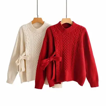 

Women's Sweater Loose Lace Up Retro Twisted Fork Irregular Thick Winter Sweater Christmas Sweaters Knit Pullovers