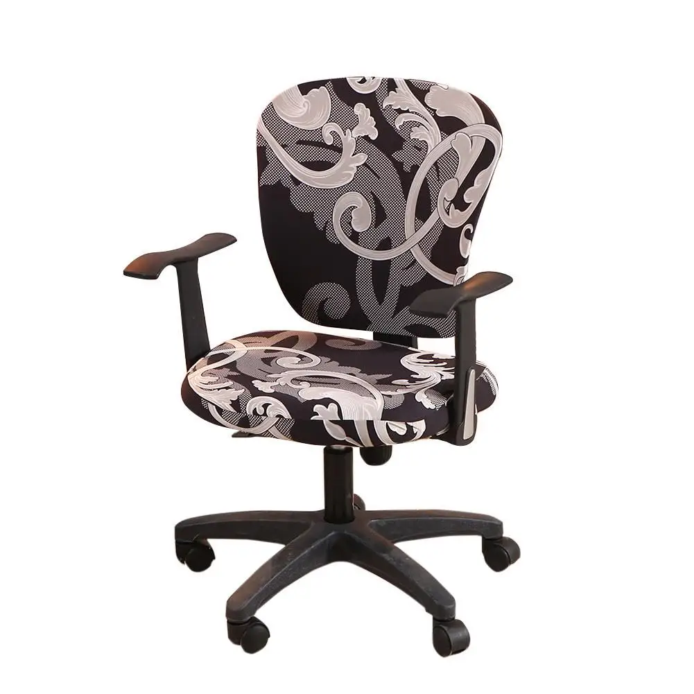 Печатный современный спандекс чехол на компьютерное кресло эластичная хлопковая ткань офисный раздельный Чехол для стула легко моющийся съемный - Цвет: K
