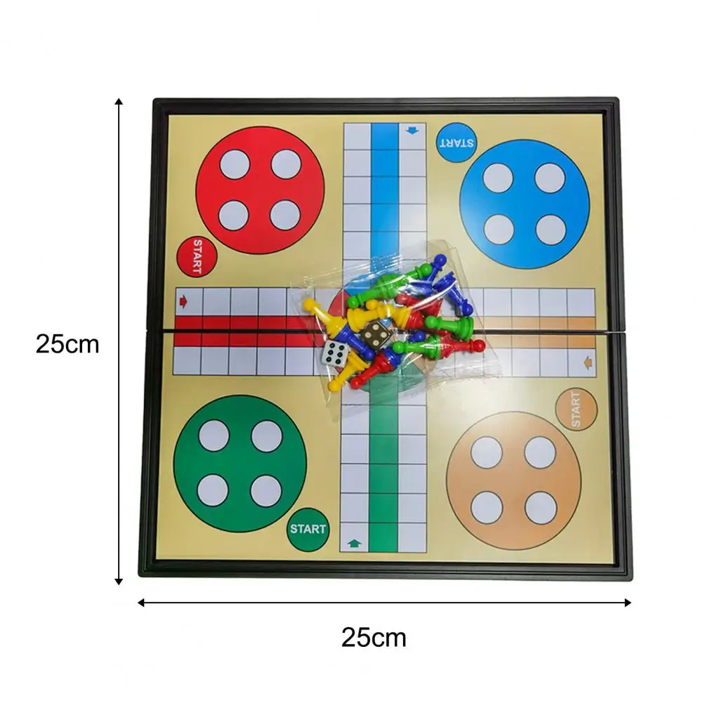 25cm Ludo Board Game Magnetic 5 In 1 Plastic Folding Chessboard Ludo Chess for Kids Children Camping Travel Game Set