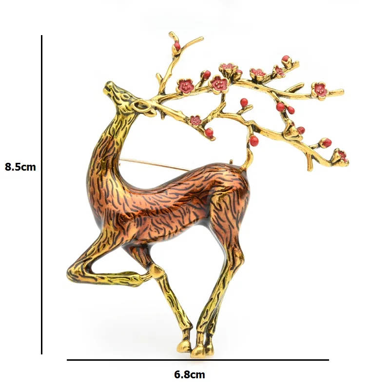 Wuli& baby, большие Sika Броши с оленями, для женщин и мужчин, сплав, коричневая эмаль, лося, животное, брошь на булавке, рождественские подарки