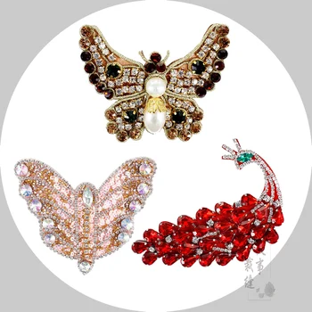 

beaded embroidery patch peacock buttlefly cartoon patches for hats bag badges applique patches for clothing GU-2896