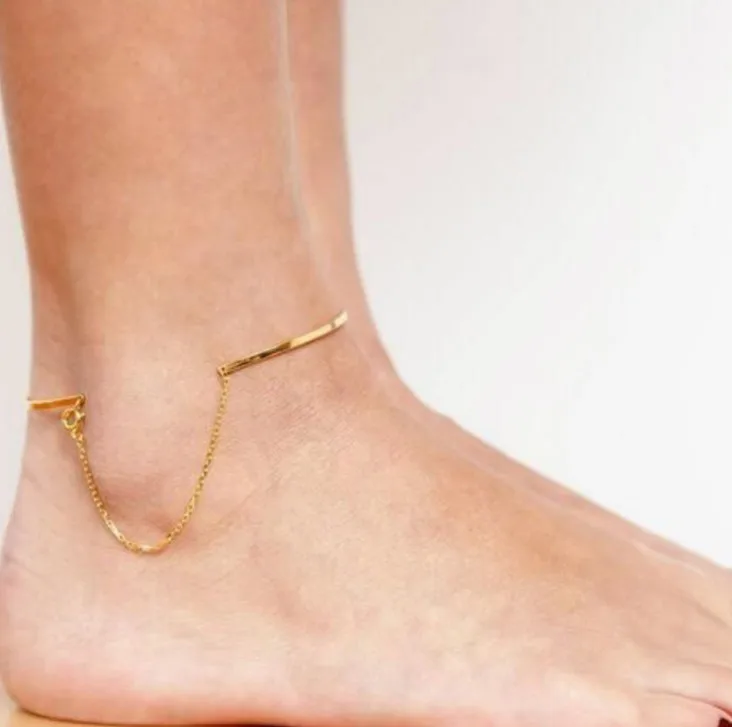 Timeless Wonder Titanium Geo Bar Adjustable Anklets Women Jewelry Gothic Boho Ins Punk Trendy Gold Stainless Steel for Feet 3362
