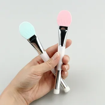 

nusv double-headed facial mask brush silicone brush double-headed soft hair coating facial mud mask brush tool wood