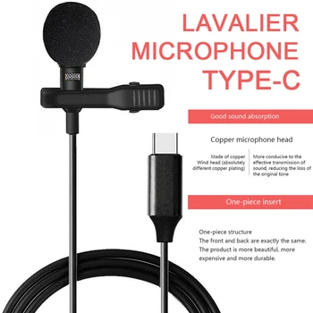 

Type-C USB Mini Lavalier Lapel Microphone Clip-on Mic Mobile Phone Universal Compitable For Android Smart Mobile Cell Phone
