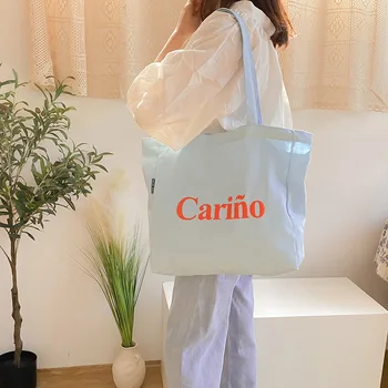 

Summer new Korean version of the simple three-dimensional letter printing fashion wild large-capacity canvas bag