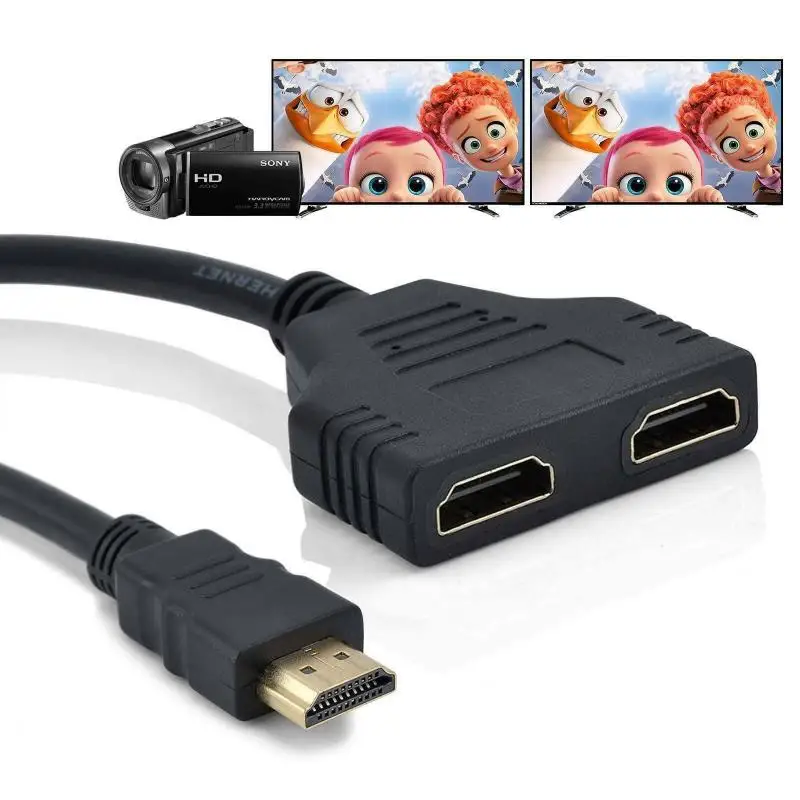 Cable Adaptador Splitter Hdmi Macho A 2 Hdmi Hembra Video