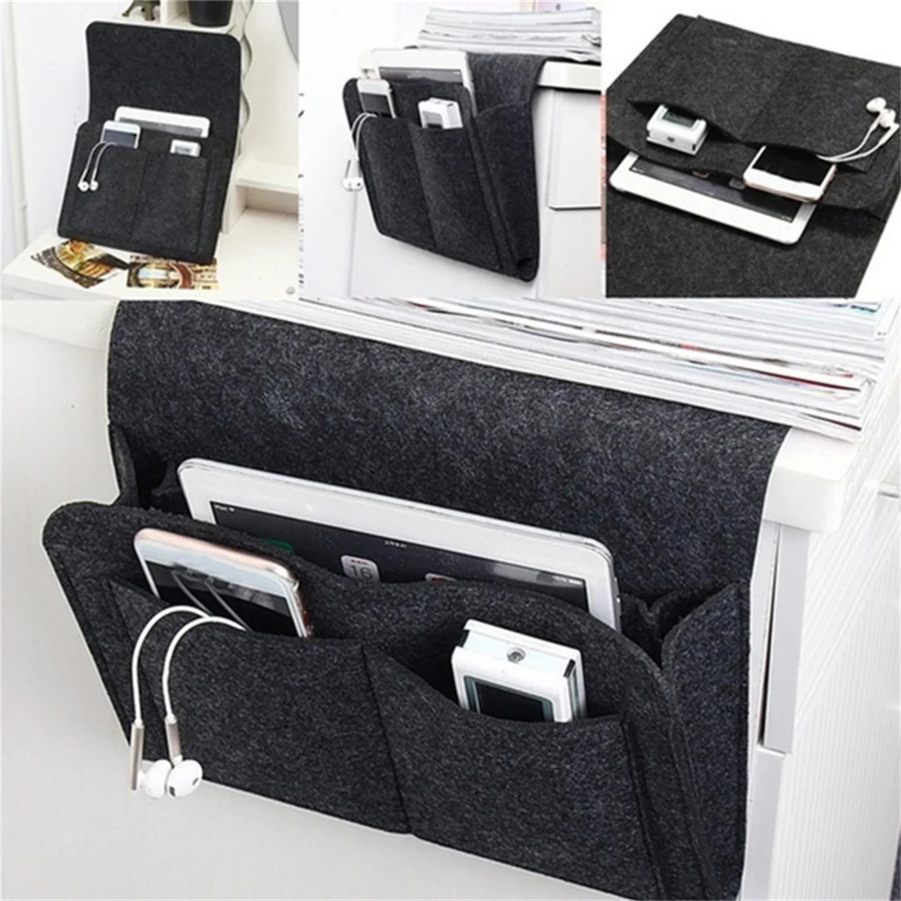 1pc Felt Bedside Pocket Caddy Organizer Phone Book Holder Hanging