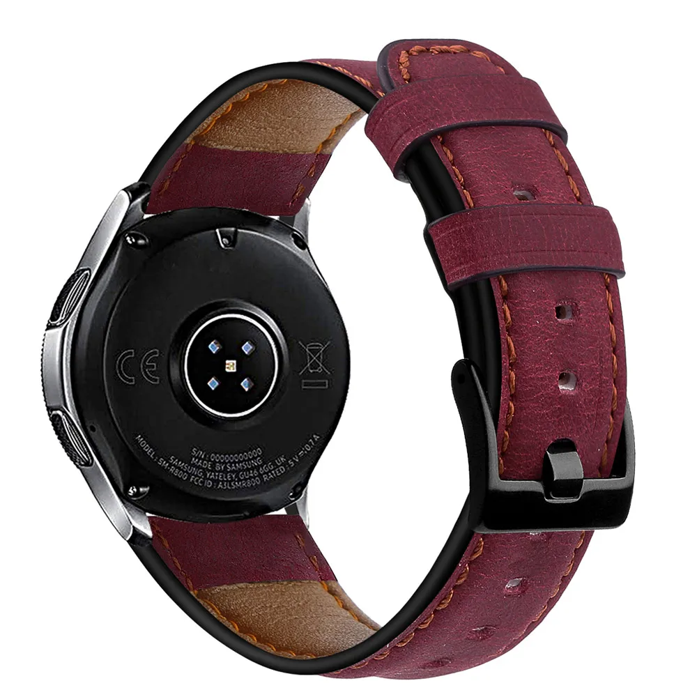 Rose red 22 мм ремешок из натуральной кожи для samsung Galaxy Watch 46 мм gear S3 спортивный ремешок браслет для huawei watch GT 2 Amazfit GTR - Цвет ремешка: Rose red