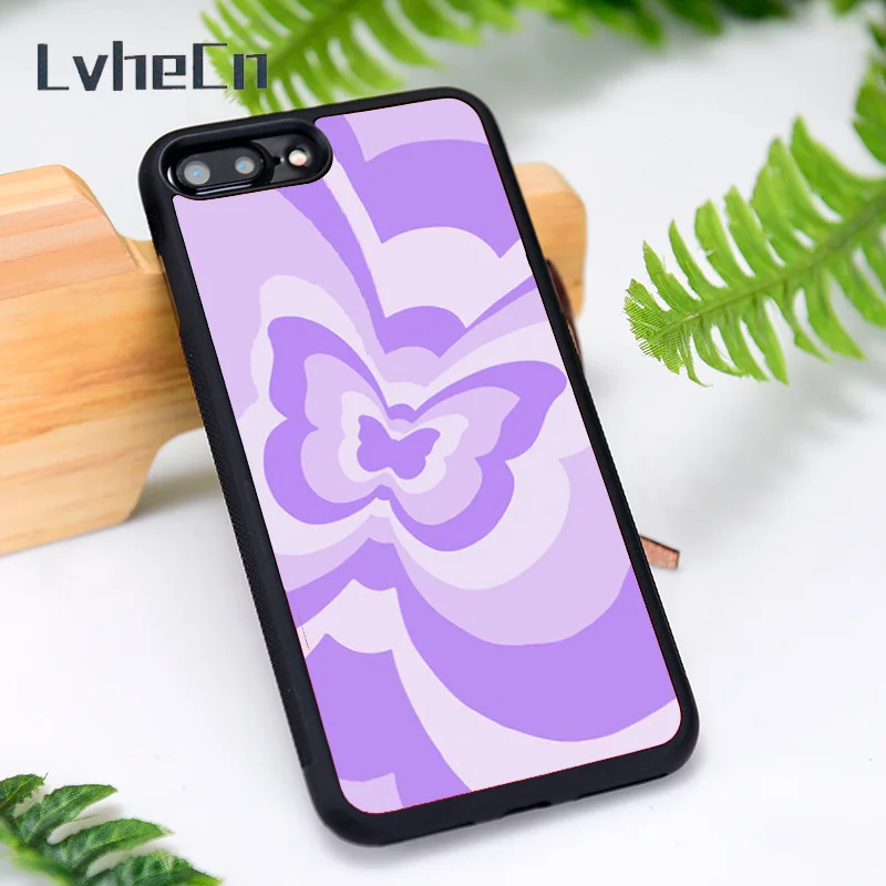 Резиновый чехол для телефона LvheCn iPhone 6 6S 7 8 Plus X XS XR 11 12 Mini Pro Max с рисунком бабочки