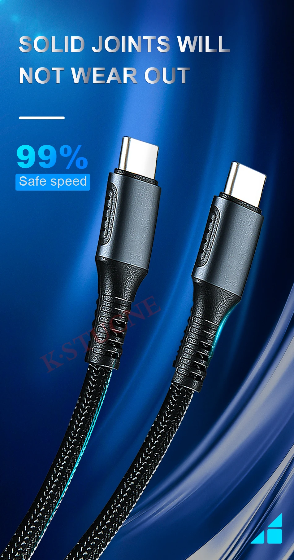 Кабель KSTUCNE usb type-C-USB C для samsung S9 Oneplus 7 Pro Quick Charge 3,0 USBC PD быстрое зарядное устройство USB-C кабель type-C