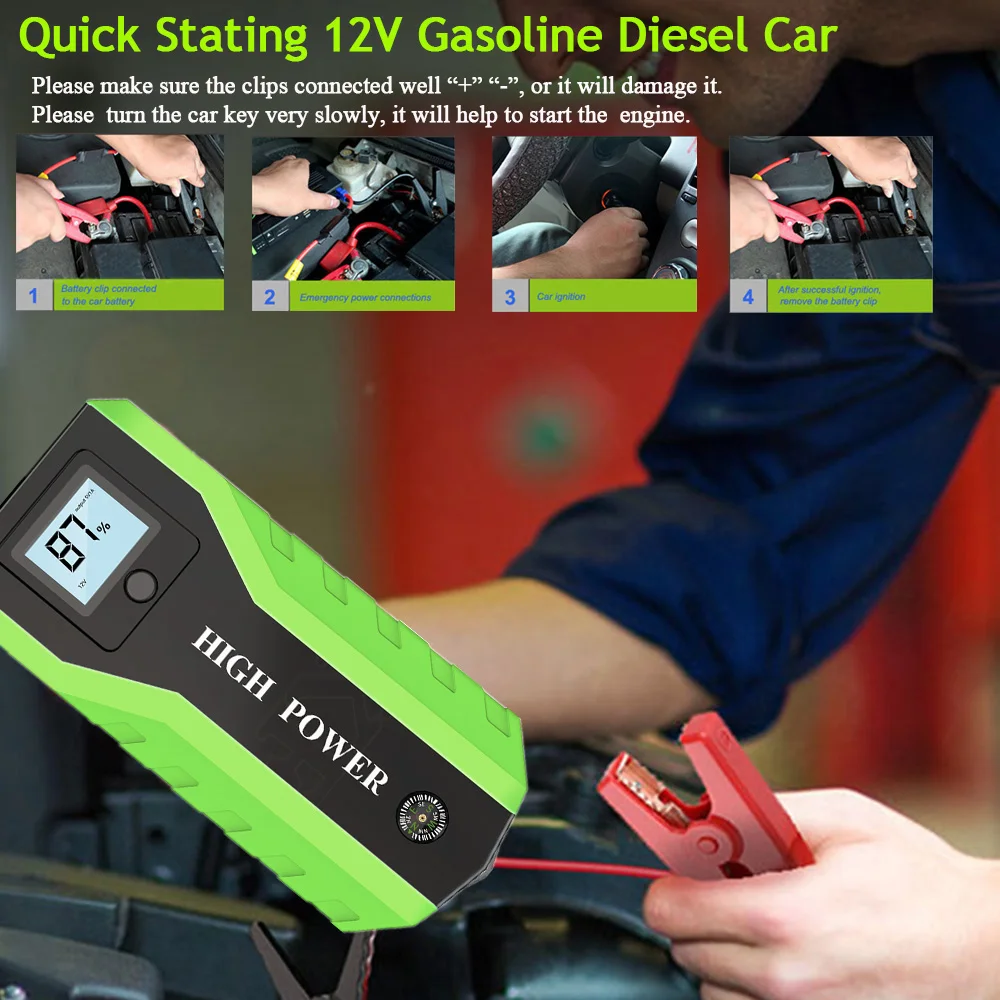 Tanie GKFLY High Power 20000mAh 1000A urządzenie do uruchamiania awaryjnego samochodu 12V urządzenie zapłonowe Power Bank wzmacniacz do akumulatora samochodowego ładowarka do benzyna diesel