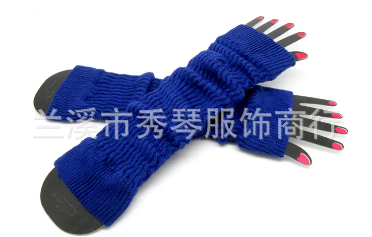 Сенсорный экран на осень и зиму; теплые вязаные длинные перчатки Для женщин пряжа перчатки без пальцев сплошной Цвет анти-скольжения рукоятки для покрытия