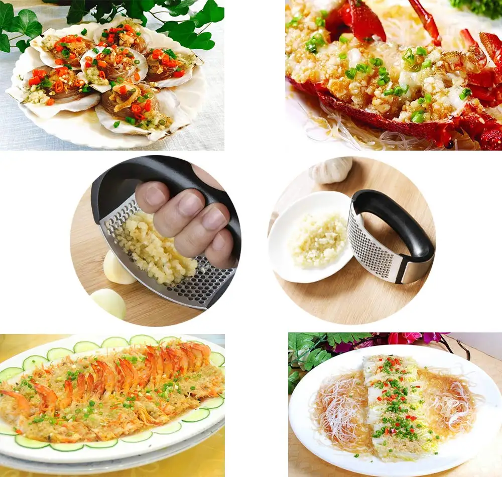 Stainless Steel Garlic Presses Manual Garlic Mincer Chopping Garlic Tools Curve Fruit Vegetable Tools Kitchen Gadgets