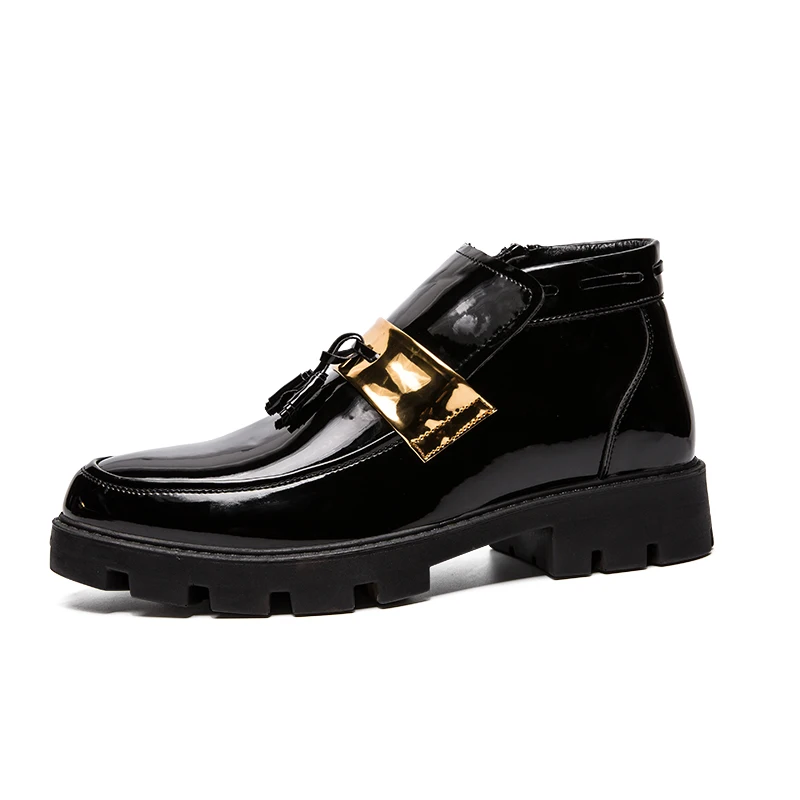 Мужские кожаные ботинки; Роскошные брендовые удобные ботинки; модная зимняя теплая водонепроницаемая обувь высокого качества; уличные ботинки с бахромой