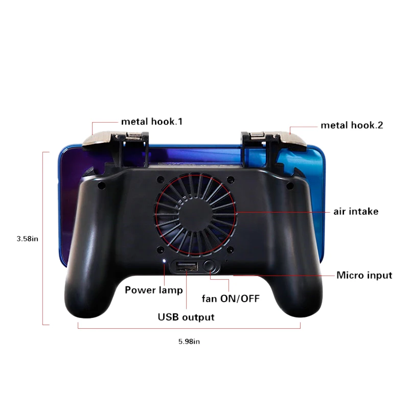  4 in 1 Cooling Fan Radiator Charging Handle Gamepad Joystick Holder Gaming Controller Power Bank fo
