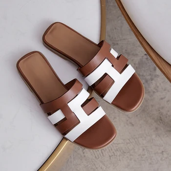 

womens slippers Genuine Leather Summer Outside letter womens shoes luxury shoes women designers Open toe fashion 2020