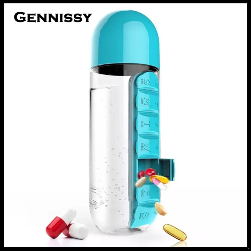 GENNISSY 600 мл My Water Bottle спортивный комбинированный ежедневный контейнер для таблеток