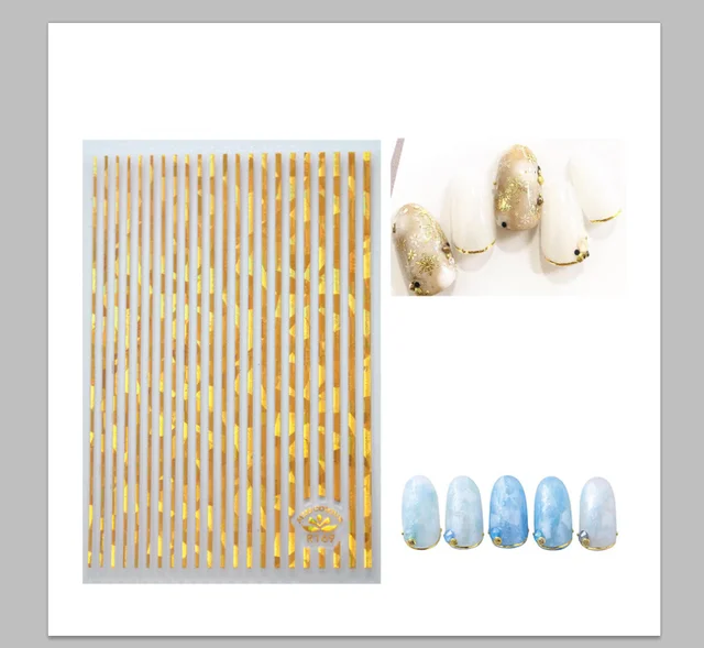 1 Pc Nail Strip Stickers Black/Gold/Rose Gold/Silver Metal Strip Tape Nail Art Adhesive DIY Foil Tips Nail Sticker Decals NK11 Gradient Gold