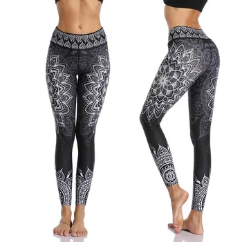 

WEPBEL Women's High-Waist Leggings Ankle Length Leggings Lotus 3D Printing Hip-Lifting Elastic Summer New Fashion