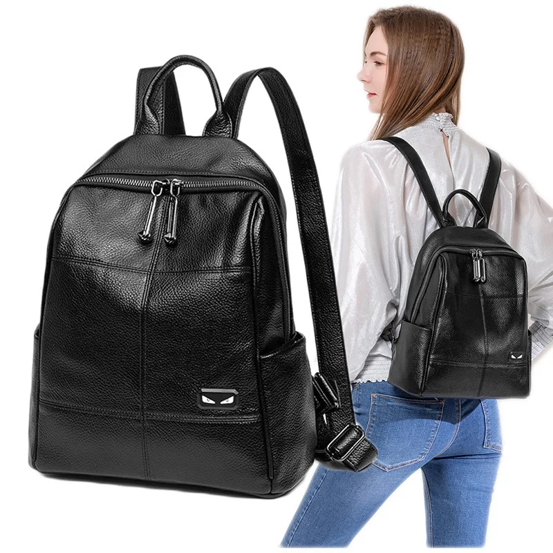 

Backpack Women's 2019 New Style Versatile WOMEN'S Leather Bags Bag Korean-style Large Capacity Travel Bag Cowhide