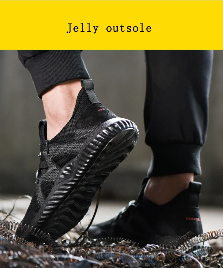 Summer Indestructible Safety Shoes Men Steel toe Breathable Mesh Non-slip Comfortable Wear resistant Casual Protective Work shoe