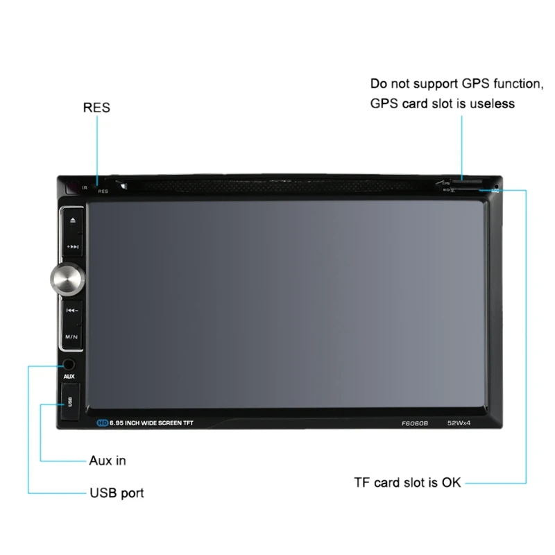 7 дюймов 2 Din 52W x 4 Универсальный автомобильный стерео Dvd радио плеер Bluetooth Fm Mp3 Mp4 Радио Aux развлечения мультимедийный плеер F6060B