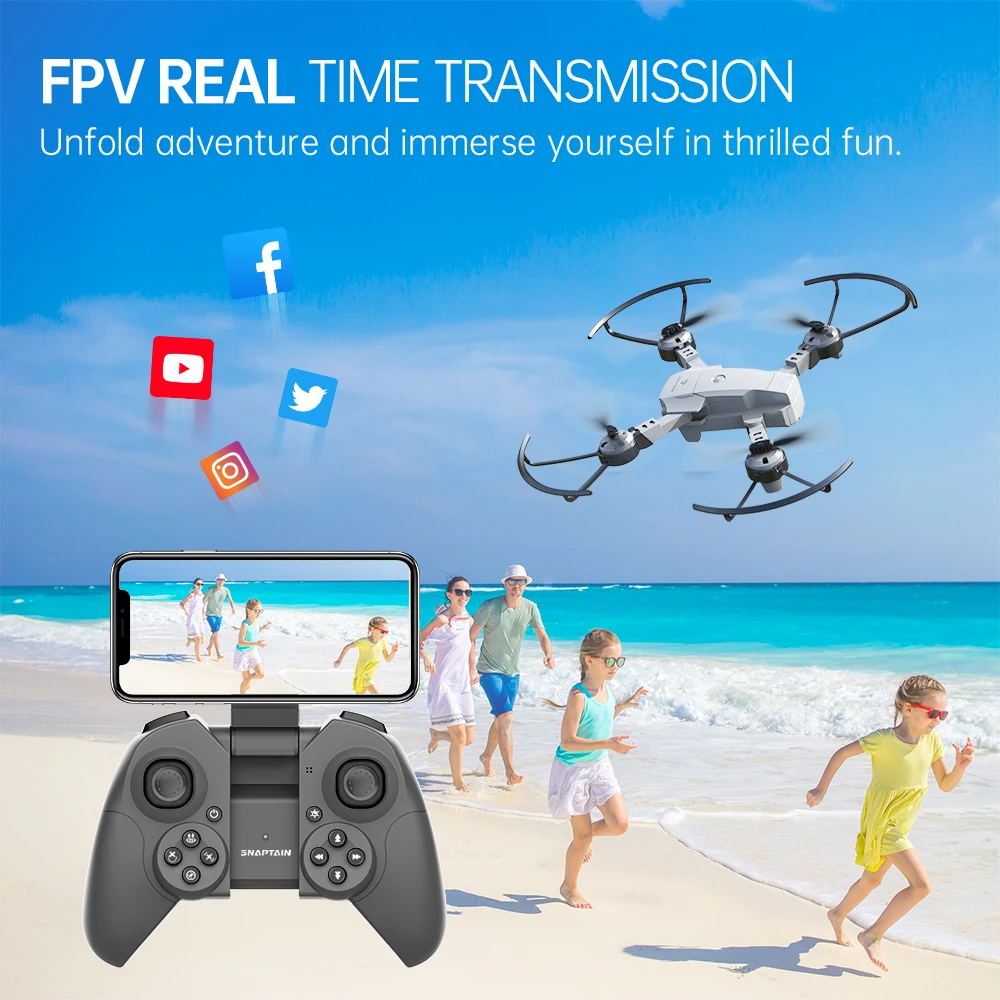 US $325.00 Mini Drone Snaptain A10 Quadcopter Foldable Drone 720p Hd Camera Fpv Wifi Rc Voice Control Gesture Control3dflipschristmas Gift
