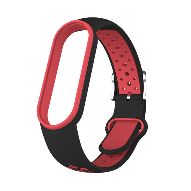 Belt For Xiaomi Mi Band 5 6 Two-color Silicone Bracelet Sport Breathable Strap For Miband 5 Miband6 Replacement Wristband black red