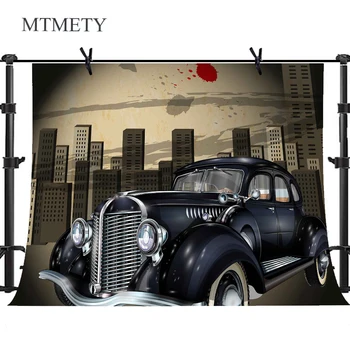 

MTMETY Photography Studio Backdrop Beautiful Buildings Black Luxury Cars Custom Vinyl Party Background