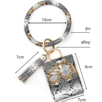 

Women’s Keychain Bracelet Fashion Snake Printed Wristlet Keyring with Coin Purse Key Wallets