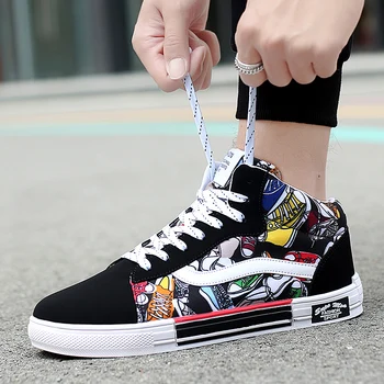 

Fashion Autumn Casual Shoes Women Comfortable Unisex Canvas Shoes Black Graffiti Shoes Platform Sneaker Tenis Feminino
