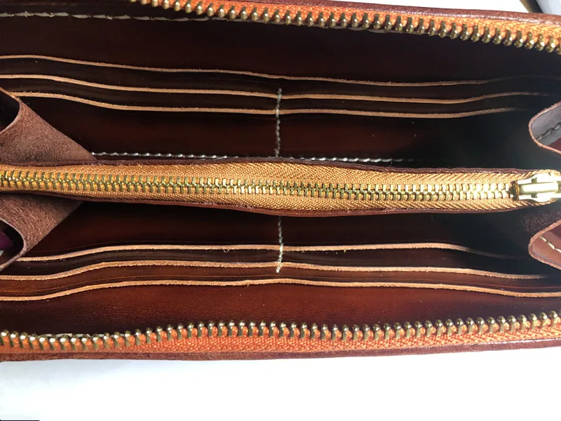 Кожа коровы нежная подвеска на кошельки тиснение Сумка кошельки для женщин и мужчин длинный клатч растительного дубления кожаный бумажник держатель для карт