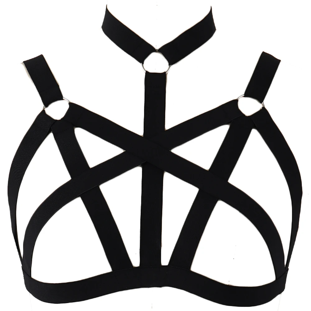 

Goth Body Harness Punk Rave Woman Crop Top Cage Bra Bondage Sexy Lingerie Body Belt Edgy Open Chest Festival Harness Bra