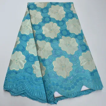 

Beautiful Flowers Cotton Lace Fabric 2020 High Quality Lace French Tulle Lace With Stones African Lace For Clothes 5 Yards TV2-1