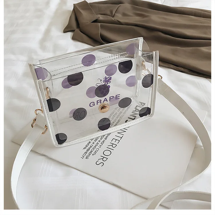 

New Super Fire Summer Transparent Bag Women's 2019 New Style Fashion Korean-style Shoulder Bag Polka Dot Jelly Light Fashion Bag