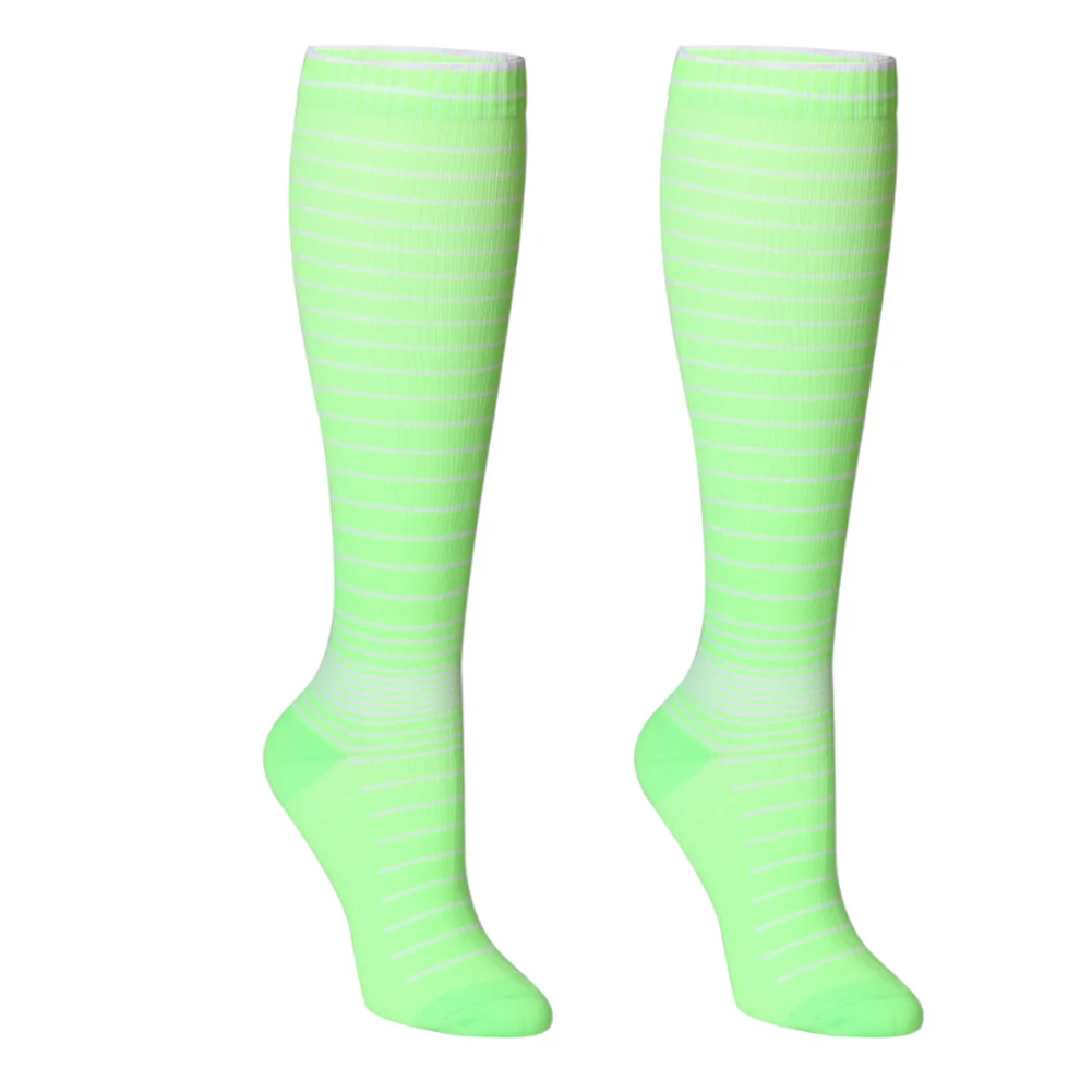 Men Women Riding Pregnancy Breathable Fashion Compression Socks Running Nurses Outdoor Cycling Professional Athletic Striped - Цвет: Зеленый