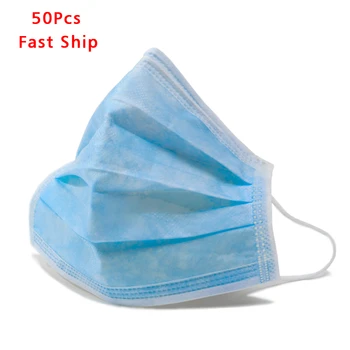 

50pcs/lot Non Woven Disposable Face Mask 3 Layer Anti-Dust Prevent Virus Influenza Bacterial Proof Mouth Mask