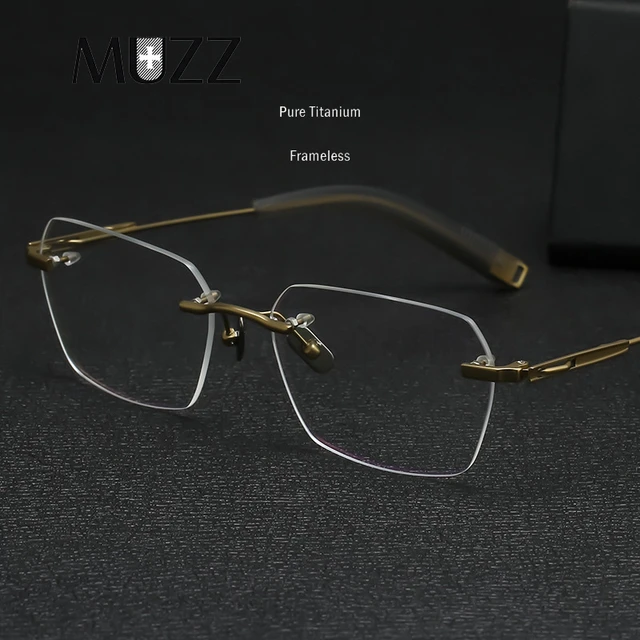 Saf IP titanyum çerçevesiz optik gözlük çerçevesi erkekler kare çerçevesiz  reçete gözlük en kaliteli Ultralight Retro gözlük - AliExpress