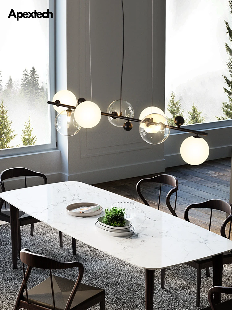 Appartement draaipunt Ongeldig Nordic Modern Dining Chandelier Glass Ball Chandelier Kitchen Horizontal  Ceiling Hanging Lights Dining Table Suspension Lamp - Chandeliers -  AliExpress