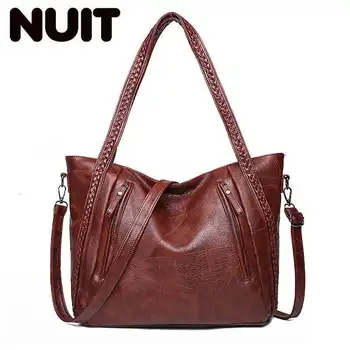 

Vintage Handbags For Women 2020 Female Leather Shoulder Bag High Quality Tote Weaving Bags Lady Shoulder Bags Sac A Main Femme