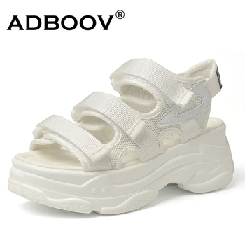 

ADBOOV Platform Wedge Sandals Women 3 Straps Fashion Summer Chunky Shoes Height Increasing Sandals Slippers
