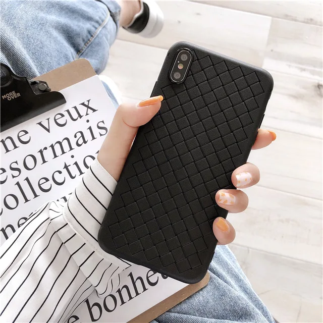 Black Phone Case Для Apple iPhone 11 11 Pro 11 Pro Max Fashion Line ткачество Мягкий силиконовый чехол для телефона iPhone X XR XS Max задняя крышка оболочка - Цвет: Black Phone Case