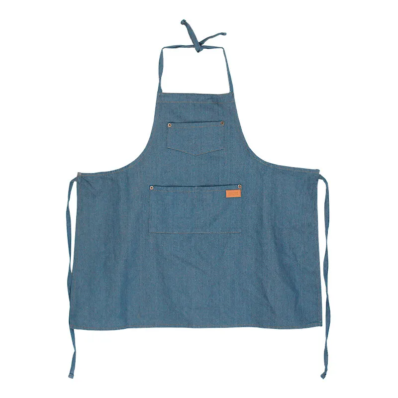 Kitchen Restaurant Work Denim Apron Bid Antifouling Cowboy Chef Cooking Aprons For Woman Men Lady Cafe Shop BBQ Hairdresser
