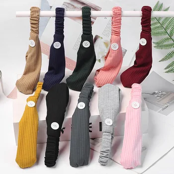 

10pcs Women Wide Yoga Non Slip Button Headbands Set Outdoor Activities Sports Twisted Cross For Face Cover Elastic Nurses Doctor